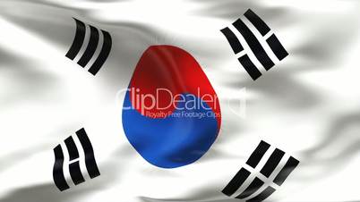 Textured SOUTH KOREA cotton flag with wrinkles and seams