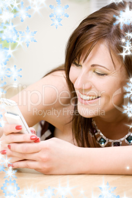 woman with white phone