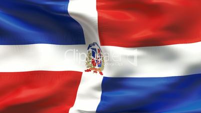 Textured DOMINICAN REPUBLIC cotton flag with wrinkles and seams