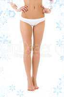 healthy legs in white bikini panties