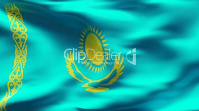 Textured KAZAKHSTAN cotton flag with wrinkles and seams