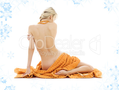 beautiful lady with orange towels