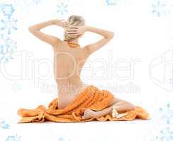 beautiful lady with orange towels