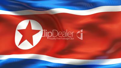 Textured NORTH KOREA cotton flag with wrinkles and seams