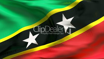 Textured SAINT KITTS cotton flag with wrinkles and seams