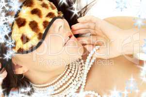 pearls and leopard mask