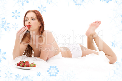 strawberry in bed