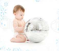 baby boy with big disco ball