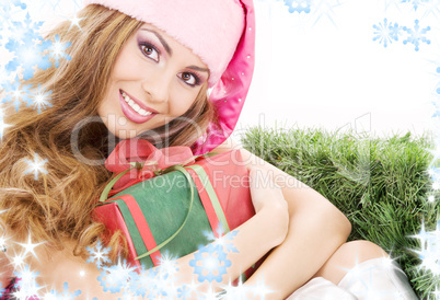 happy santa helper with gift box