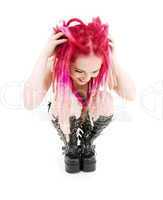 pink hair girl in high boots