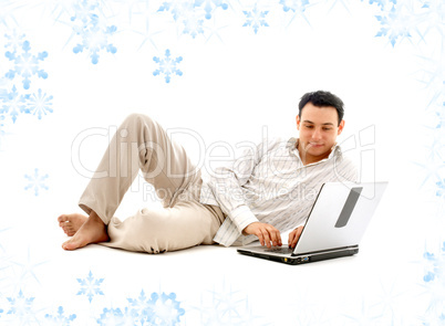 relaxed man with laptop