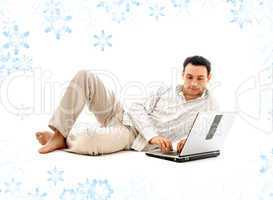 relaxed man with laptop