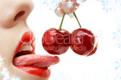 cherry, lips and tongue