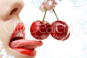 cherry, lips and tongue