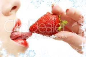 strawberry, lips and tongue