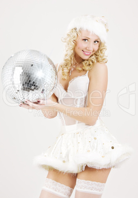 sexy santa helper with disco ball