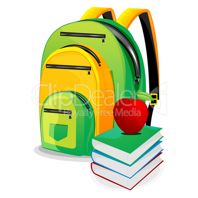school bag with books