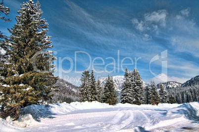 Snow on the Dolomites Mountains, Italy