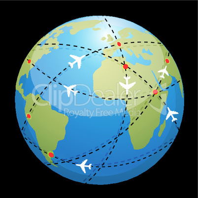 globe showing air route