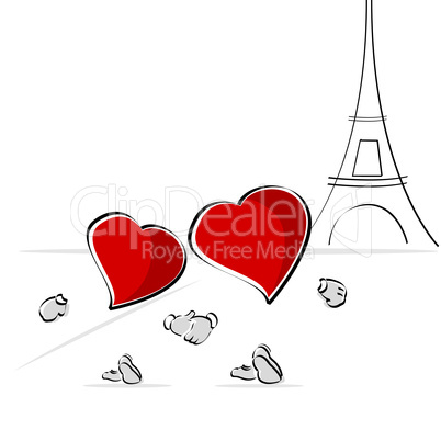 heart couple in front of eiffel tower
