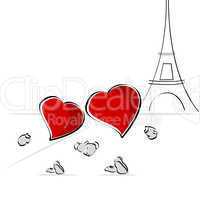 heart couple in front of eiffel tower