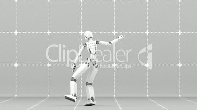 Crazy dance of white futuristic robot - Part 3 of 3