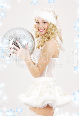 sexy santa helper with disco ball