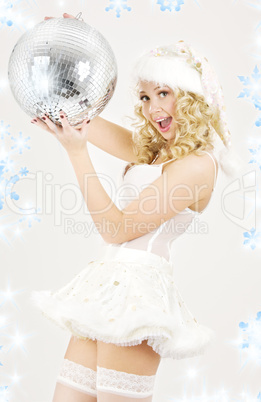 sexy santa helper with disco ball