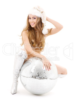 sexy santa helper with big disco ball