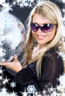 party girl with disco ball