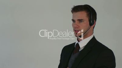 HD1080p25 Young businessman with headset