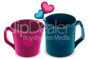 coffee mugs in love