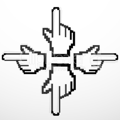 hand cursors pointing in various directions