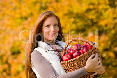 Autumn country - woman with wicker basket