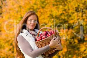 Autumn country - woman with wicker basket