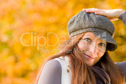 Autumn park - long red hair woman fashion