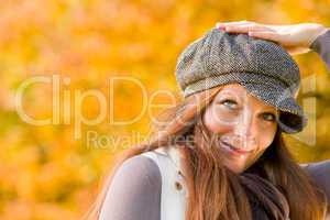 Autumn park - long red hair woman fashion