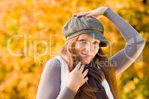 Autumn park - long red hair woman fashion