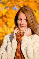 Autumn country sunset -  red hair woman