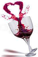 wine splashing out in heart shape