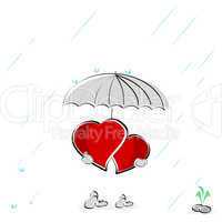 heart couple under an umbrella