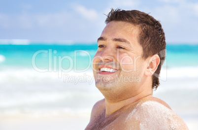 happy man on the beach