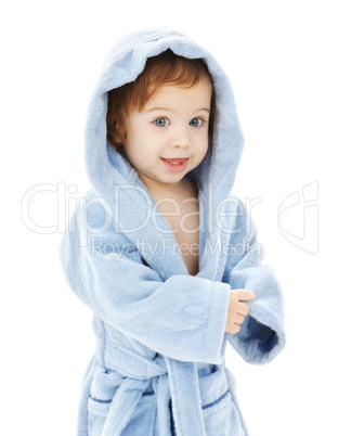 baby boy in blue robe