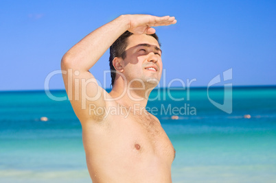 happy man on the beach