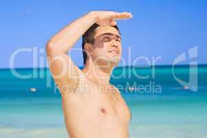 happy man on the beach