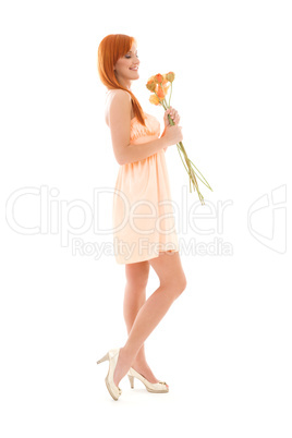 redhead with flowers