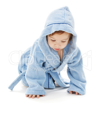 baby boy in blue robe