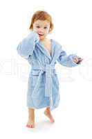 baby boy in blue robe