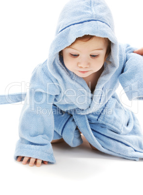 baby boy in blue robe