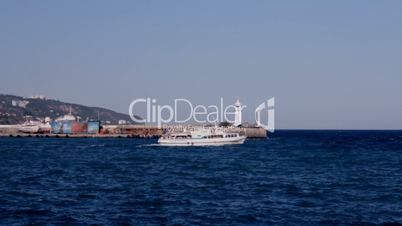 Passenger ship leaving port  (Full HD)